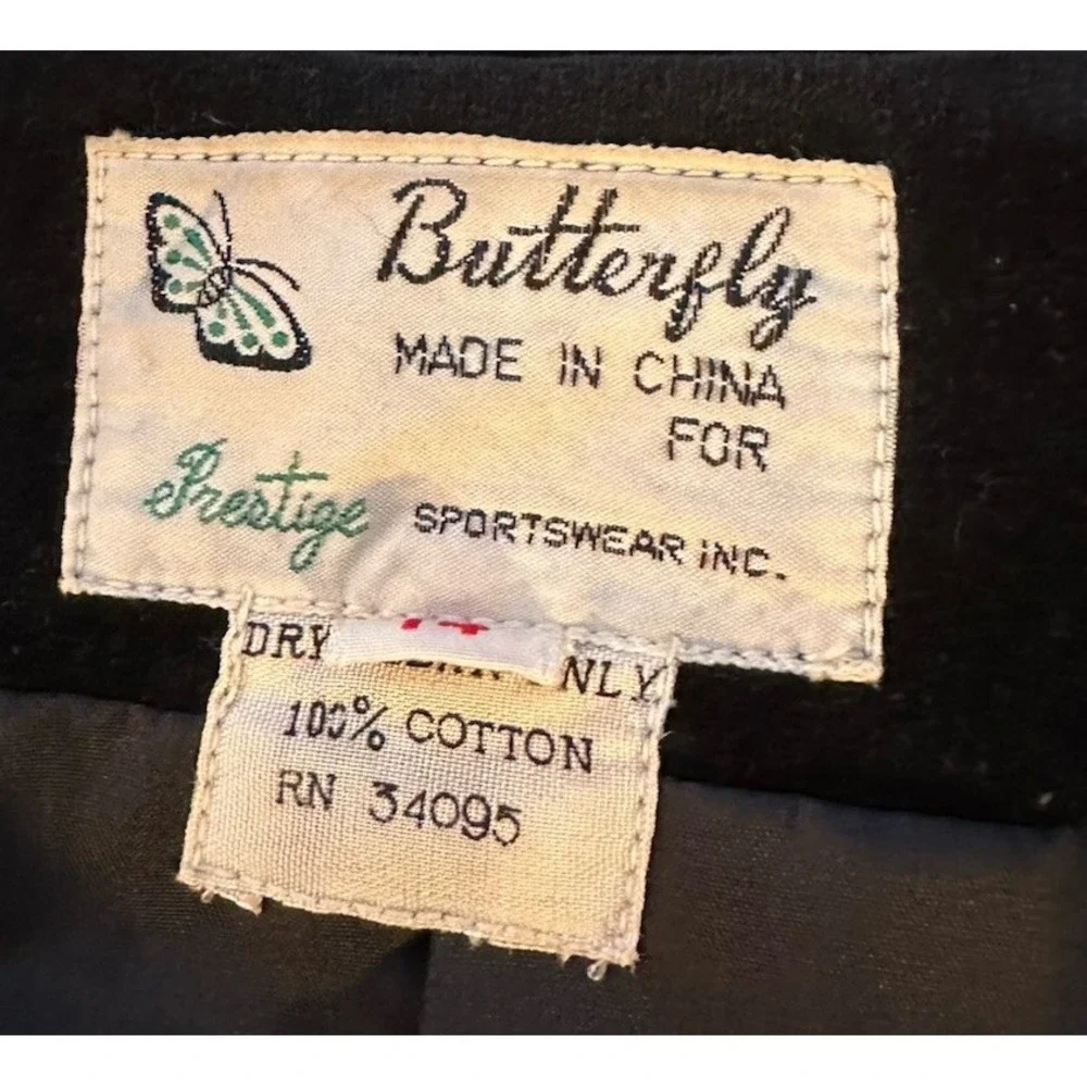 Vtg 1960's Women's Classic‎ Black Velvet Blazer Cotton by Butterfly For Prestige